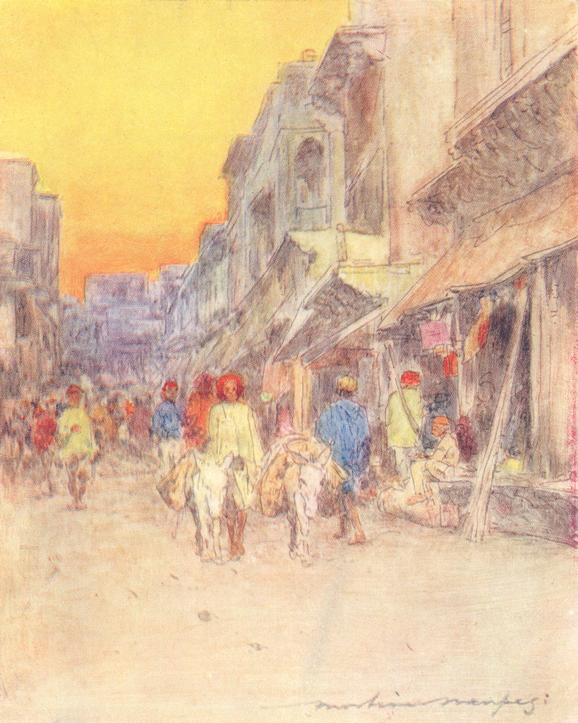 INDIA. A quiet street 1905 old antique vintage print picture
