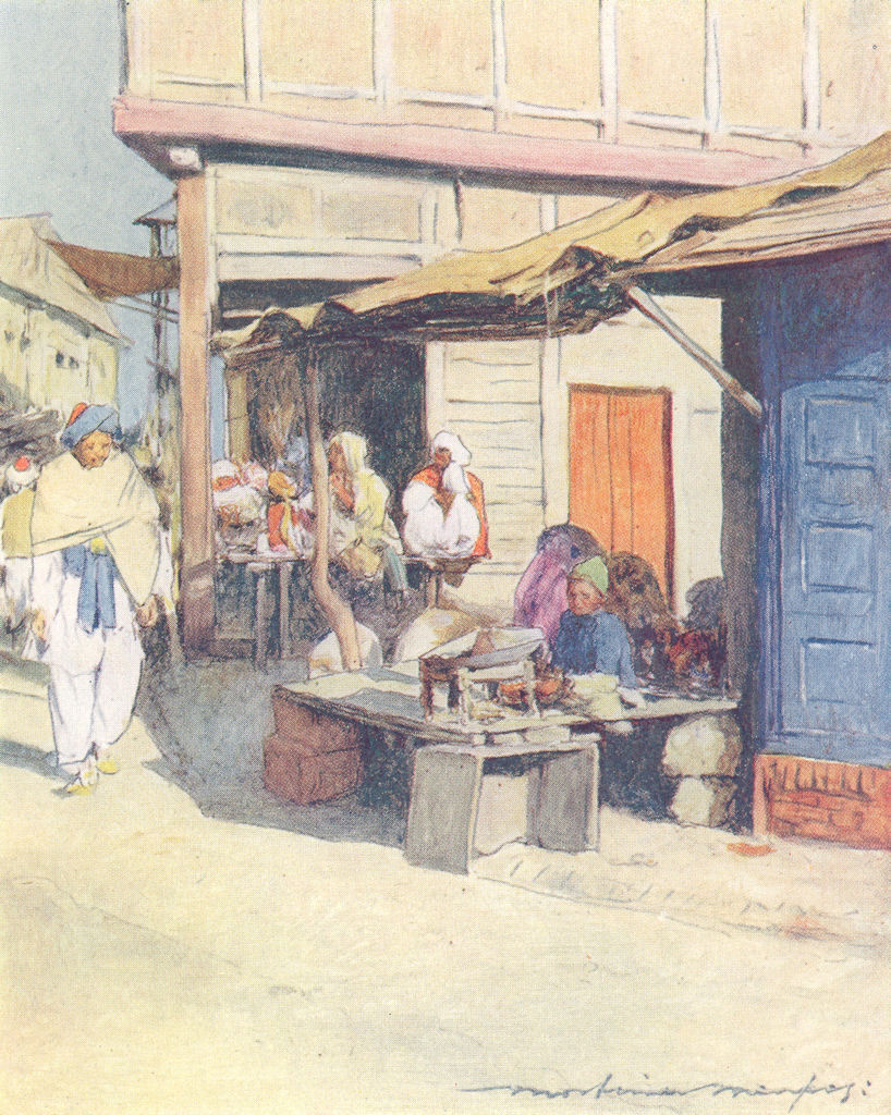 PAKISTAN. A street corner, Peshawar 1905 old antique vintage print picture
