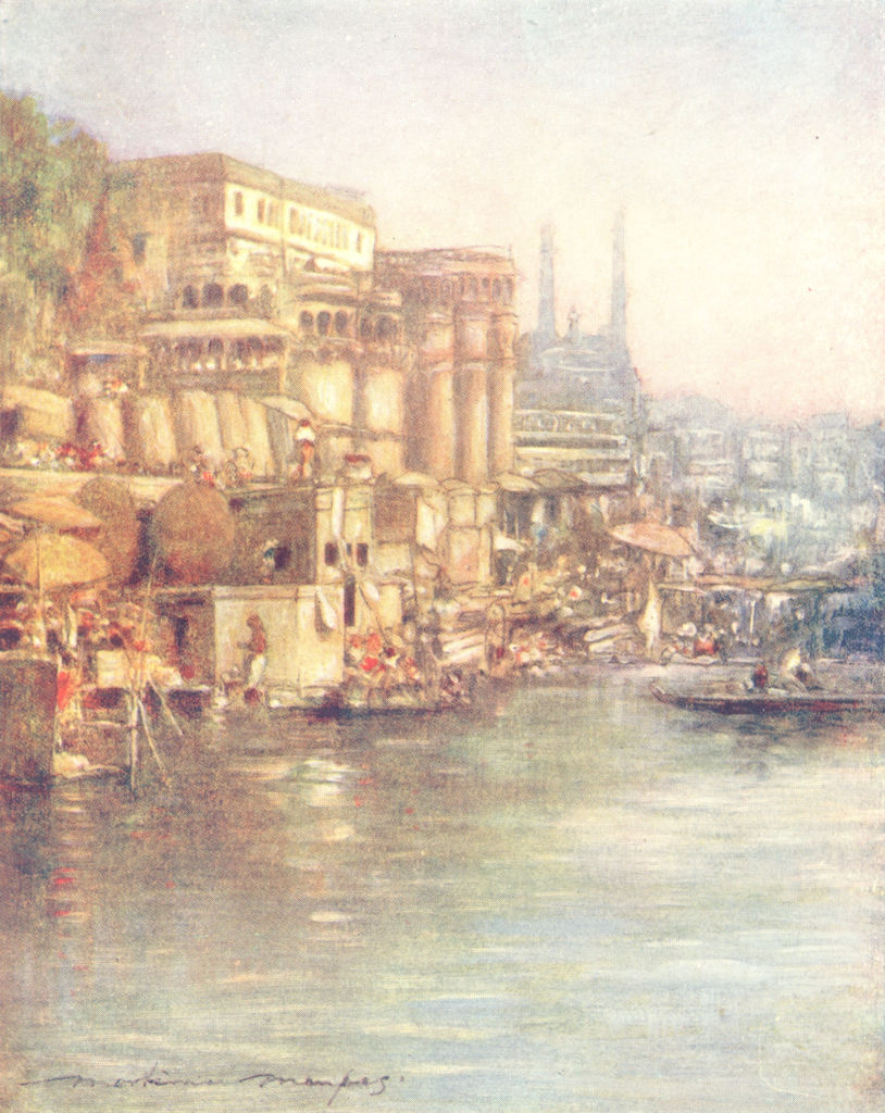 INDIA. River front, Varanasi 1905 old antique vintage print picture