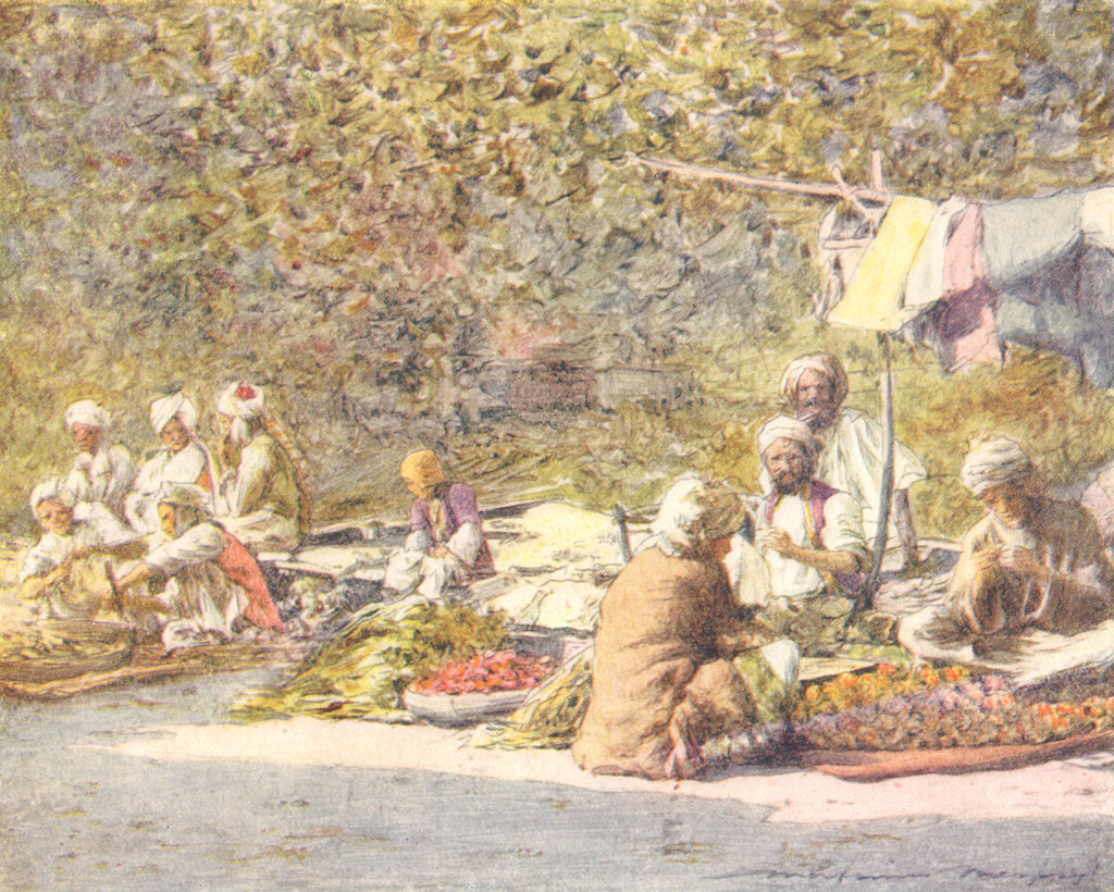 PAKISTAN. A vegetable market, Peshawar 1905 old antique vintage print picture