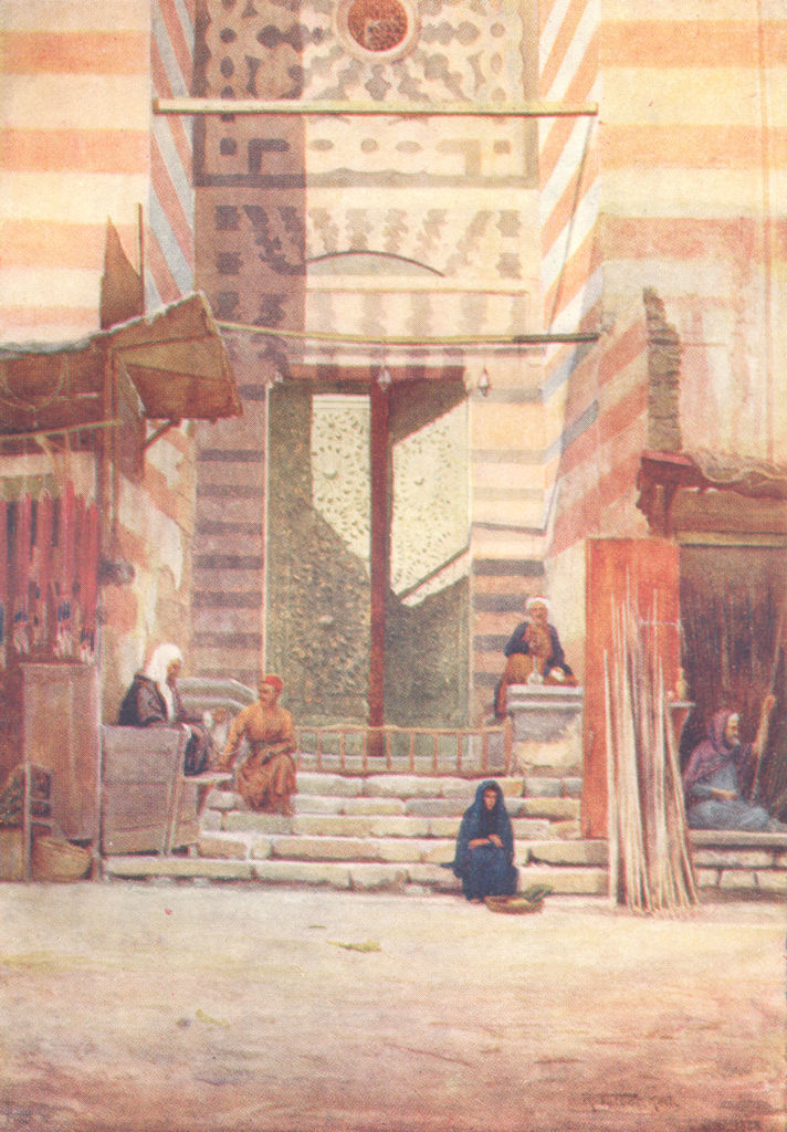EGYPT. The bronze doors of El-Maristan El-Kelaun 1912 old antique print