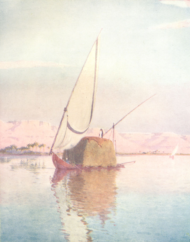 EGYPT. A Tibbin boat on the Nile 1912 old antique vintage print picture