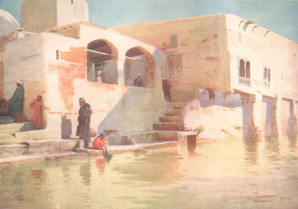 EGYPT. A Water-side Mosque at Menzala 1912 old antique vintage print picture