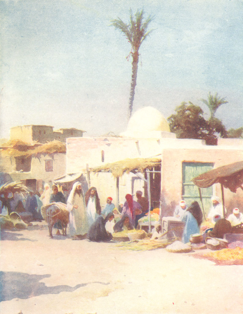 EGYPT. A corner in the Market-Place 1912 old antique vintage print picture