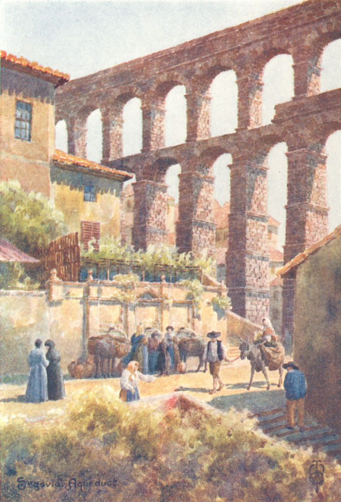 SPAIN. Segovia. Aqueduct 1906 old antique vintage print picture