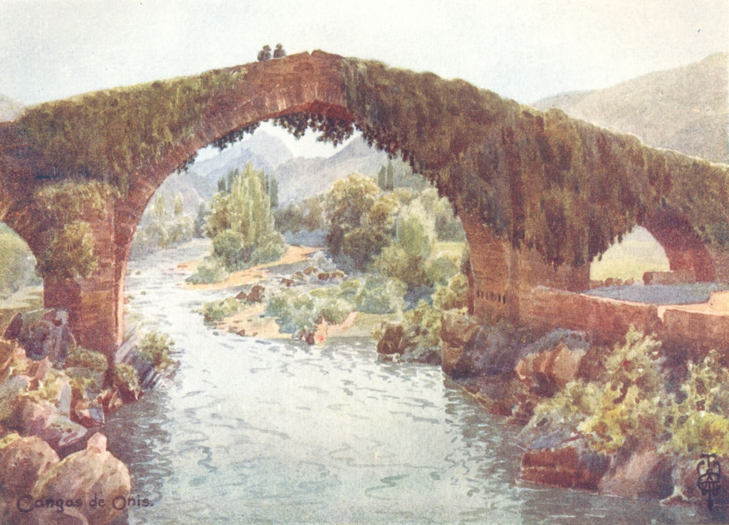Associate Product SPAIN. Cangas de Onis. bridge, Sella 1906 old antique vintage print picture