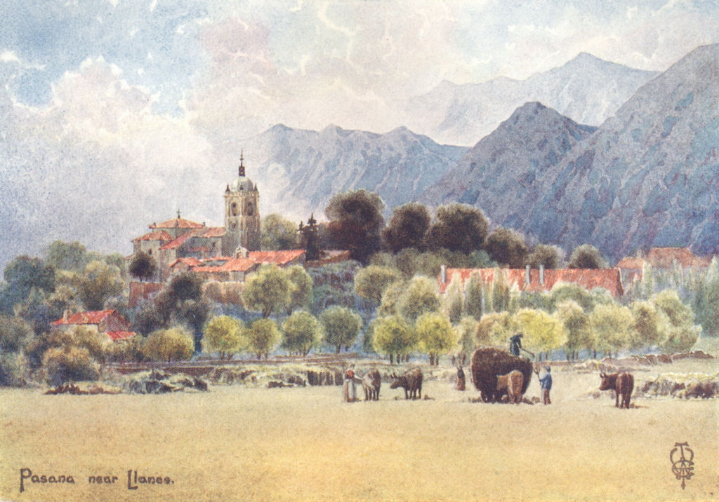 SPAIN. Pasana. An Asturian mountain village 1906 old antique print picture