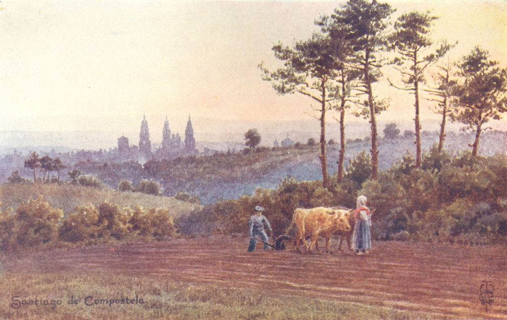 SPAIN. Santiago de Compostela. Lugo road 1906 old antique print picture