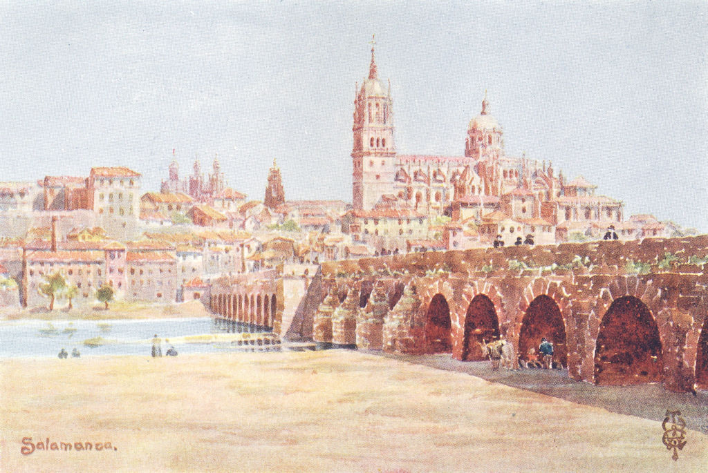 SPAIN. Salamanca. left bank of Tormes 1906 old antique vintage print picture