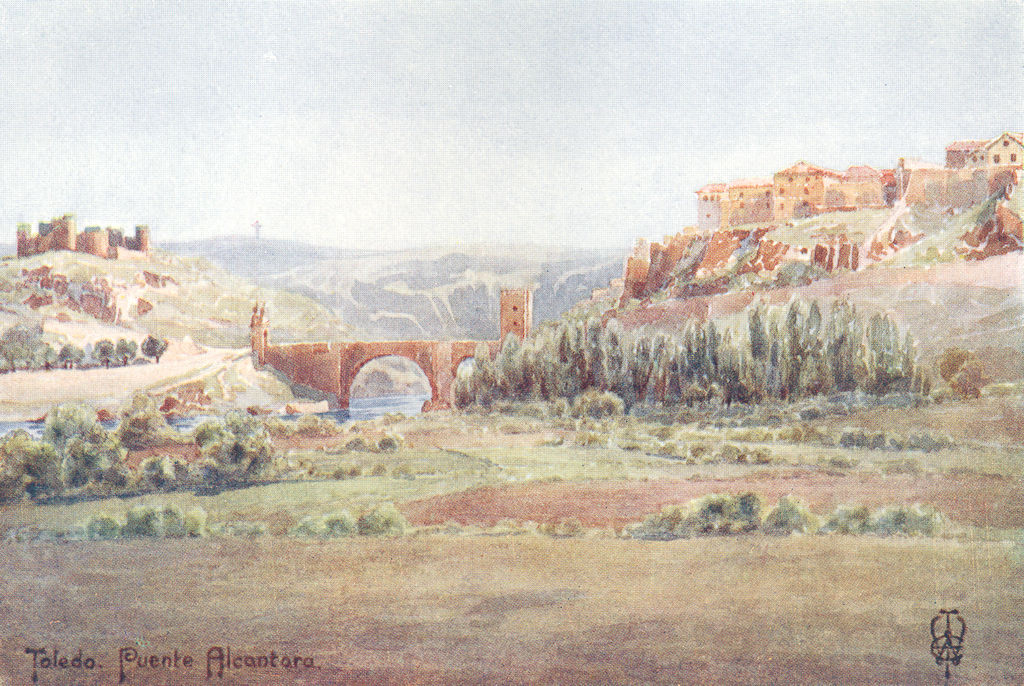 SPAIN. Toledo. Bridge of Alcantara, Illescas road 1906 old antique print