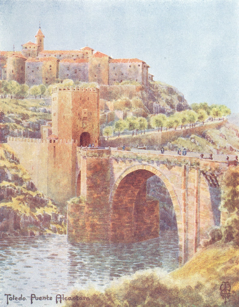 SPAIN. Toledo. bridge of Alcantara 1906 old antique vintage print picture