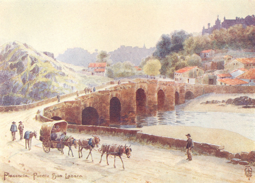 SPAIN. Plasencia. Puente San Lazaro 1906 old antique vintage print picture