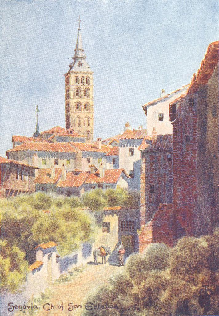 SPAIN. Segovia. Church San Esteban 1906 old antique vintage print picture
