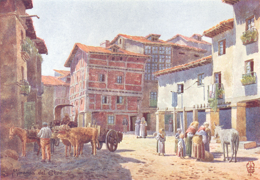 SPAIN. Miranda Del Ebro. A corner, town 1906 old antique vintage print picture