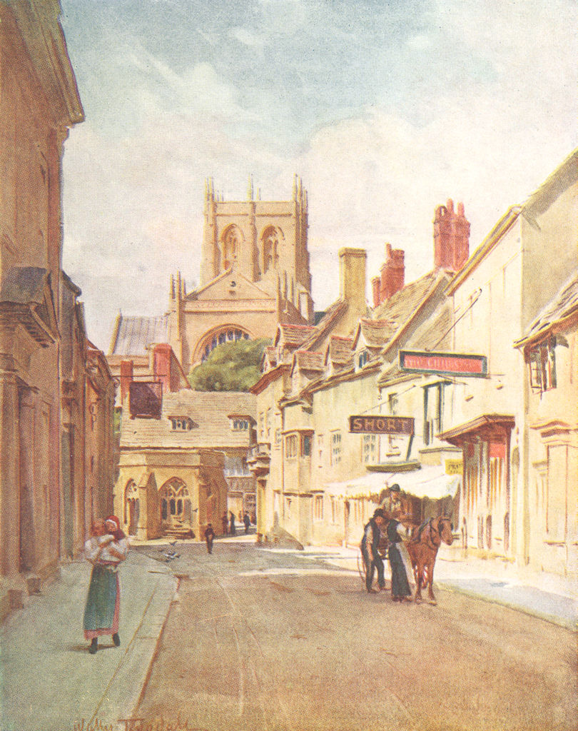 SHERBORNE. Long St, Sherton Abbas Wessex Novels 1906 old antique print picture