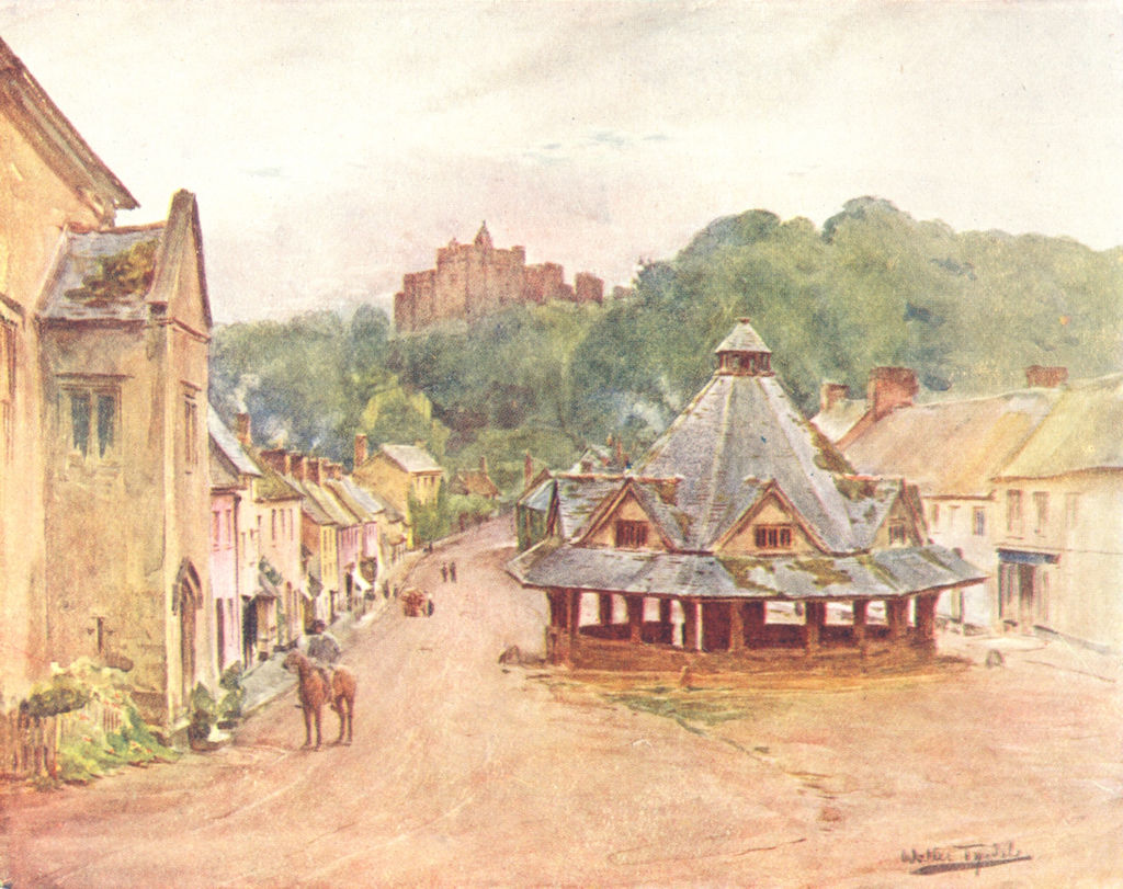 SOMT. Dunster Castle & Yarn Market 1906 old antique vintage print picture