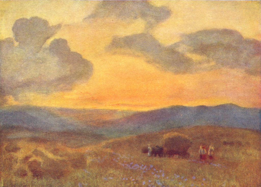 ROMANIA. Sunset, Hills of Transylvania 1909 old antique vintage print picture