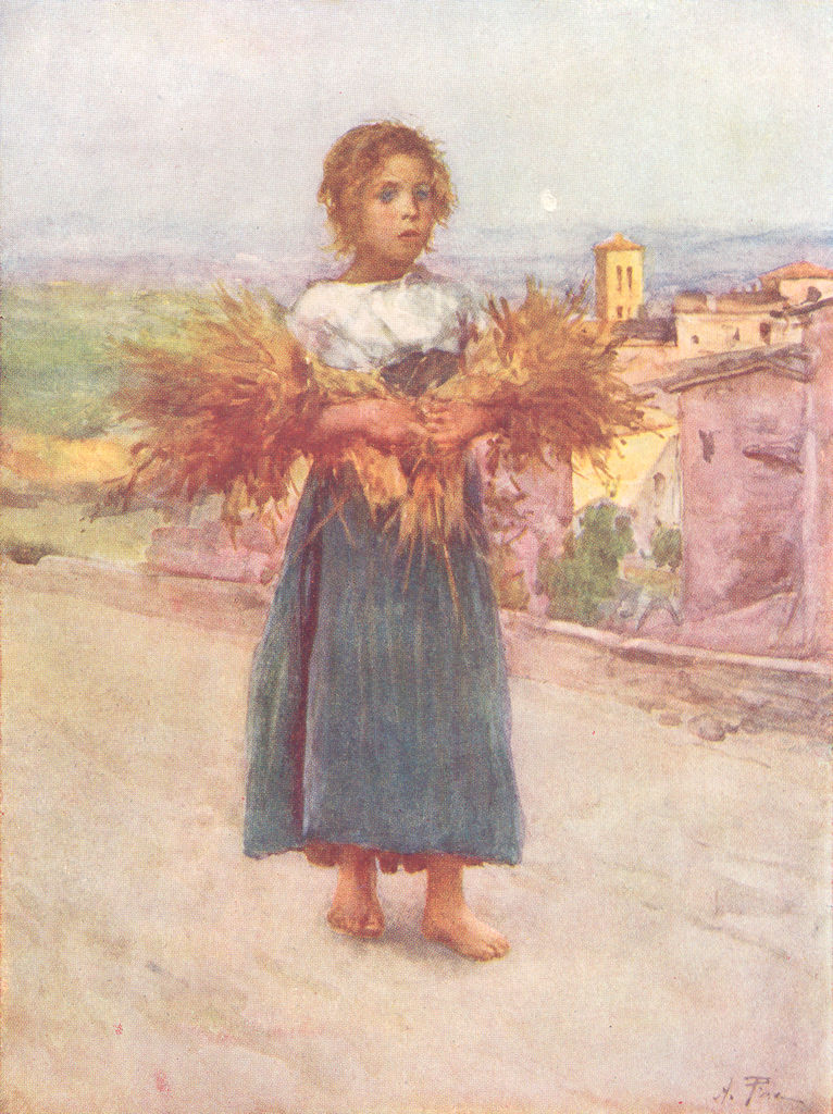 ROME. Little Gleaner, Campagna 1905 old antique vintage print picture