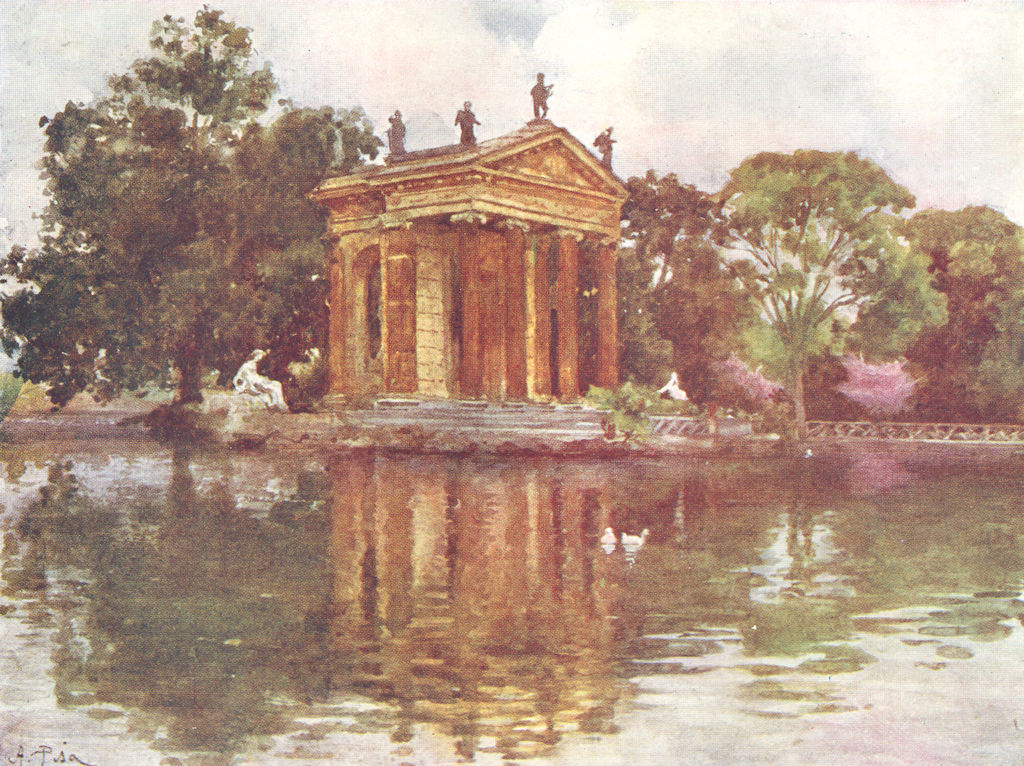 ROME. Ornamental water, Villa Borghese 1905 old antique vintage print picture