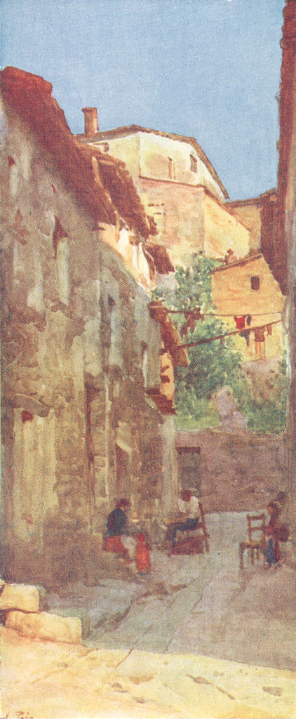 ROME. Village St at Anticoli, Sabine Hills 1905 old antique print picture