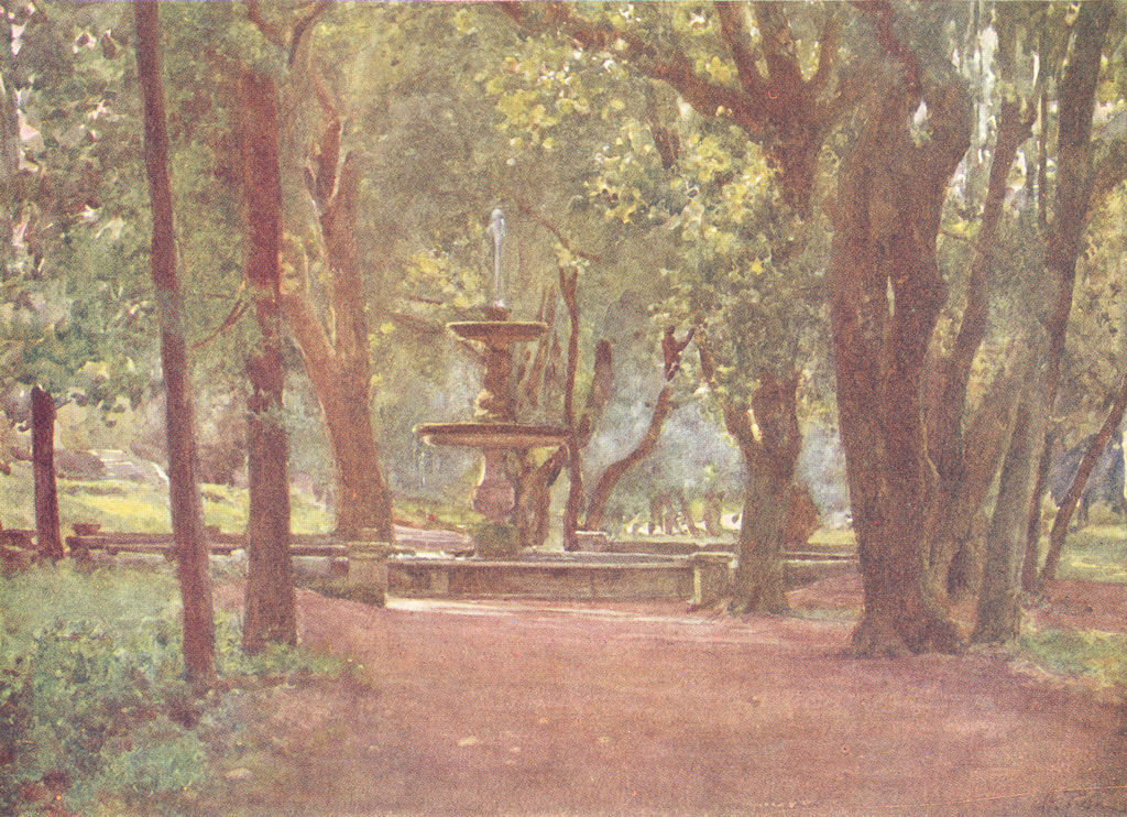 VILLA BORGHESE. Ilex Ave Fountain(Fontana scura) 1905 old antique print