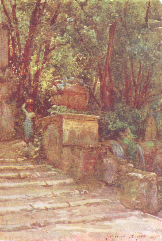 Associate Product ROME. Villa D'Este-Path of Hundred Fountains 1905 old antique print picture
