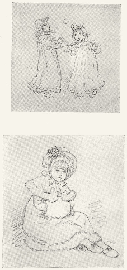KATE GREENAWAY. Pencil sketches children 1905 old antique print picture