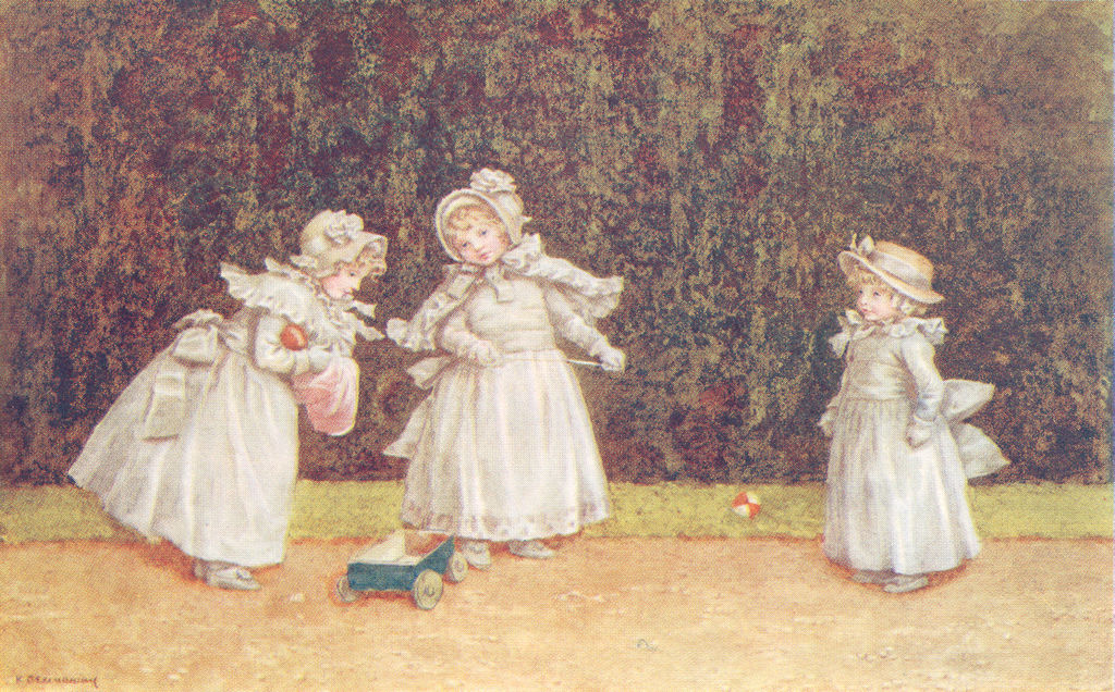 Associate Product KATE GREENAWAY. Little Go-Cart; 3 girls 1905 old antique vintage print picture