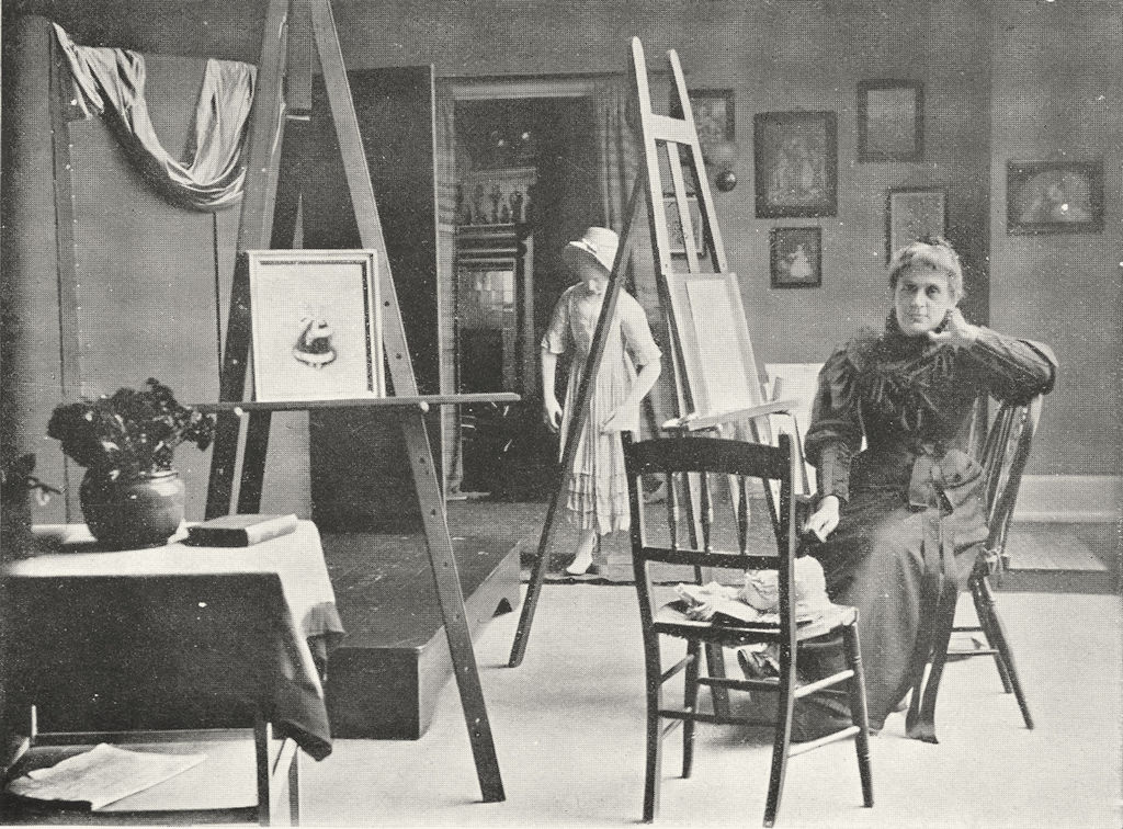 KATE GREENAWAY. In her Studio, 1895 1905 old antique vintage print picture