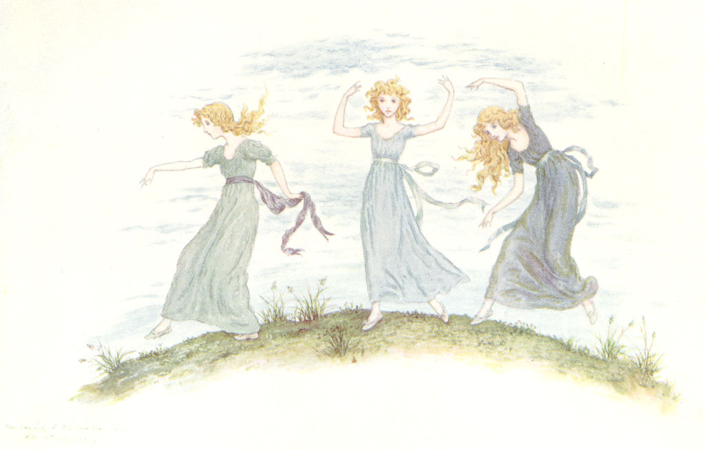 KATE GREENAWAY. Dancing of Felspar Fairies 1905 old antique print picture