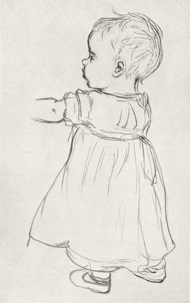KATE GREENAWAY. baby pencil study 1905 old antique vintage print picture
