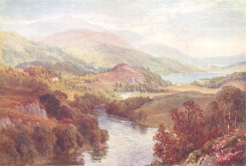 PERTHSHIRE. River Teith, Lochs Achray Vennachar 1904 old antique print picture