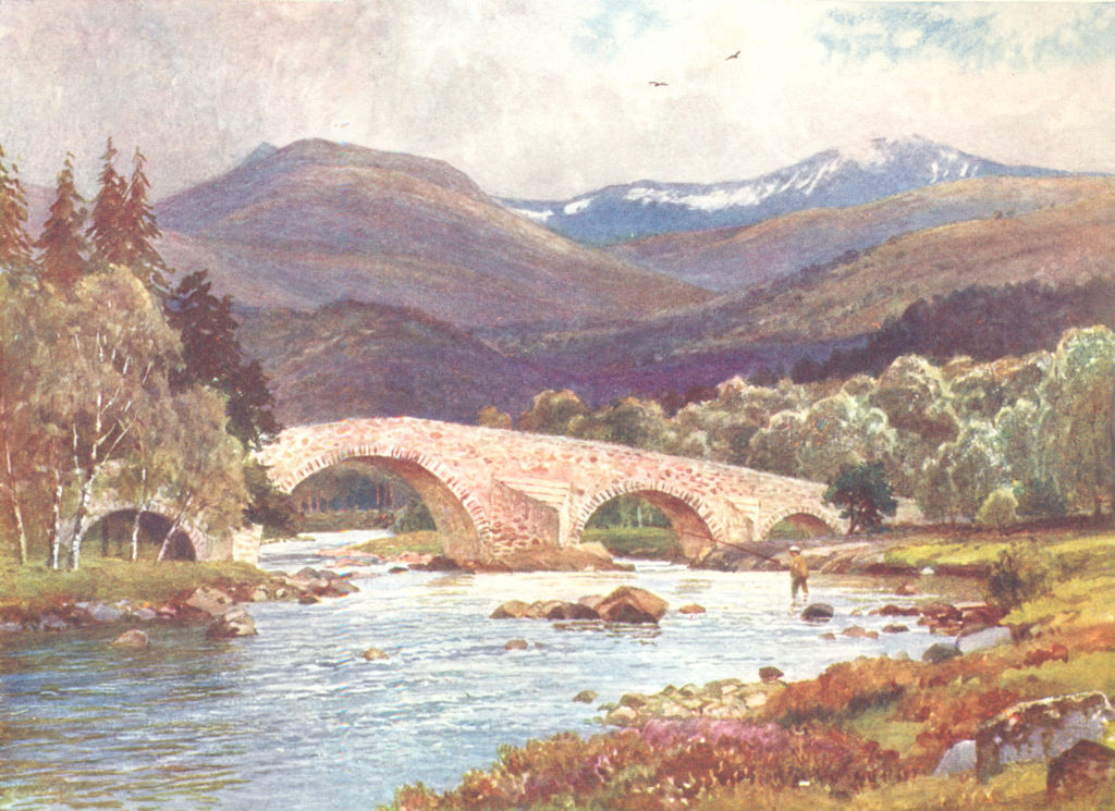 SCOTLAND. Mar bridge & Lochnagar, Aberdeenshire 1904 old antique print picture