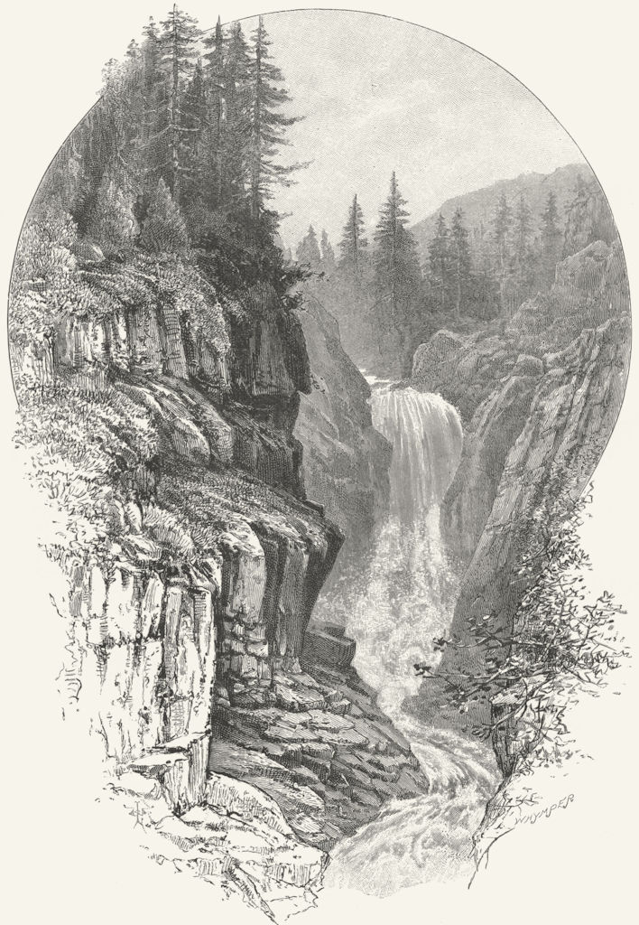 SWITZERLAND. Falls of Aar at Handeck 1891 old antique vintage print picture