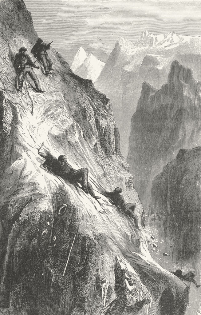 SWITZERLAND. Accident, Matterhorn 1891 old antique vintage print picture