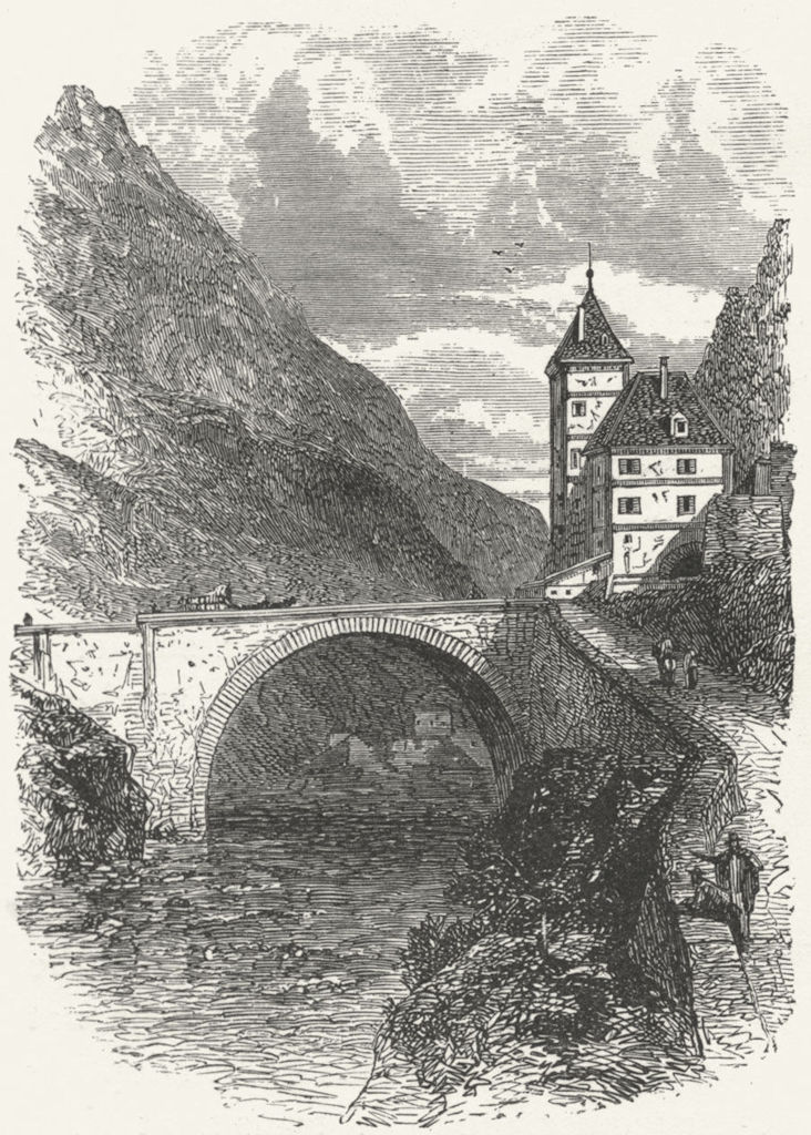 SWITZERLAND. St Maurice (Vaud) 1891 old antique vintage print picture