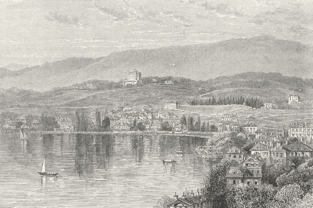 SWITZERLAND. Clarens, lake Geneva 1891 old antique vintage print picture