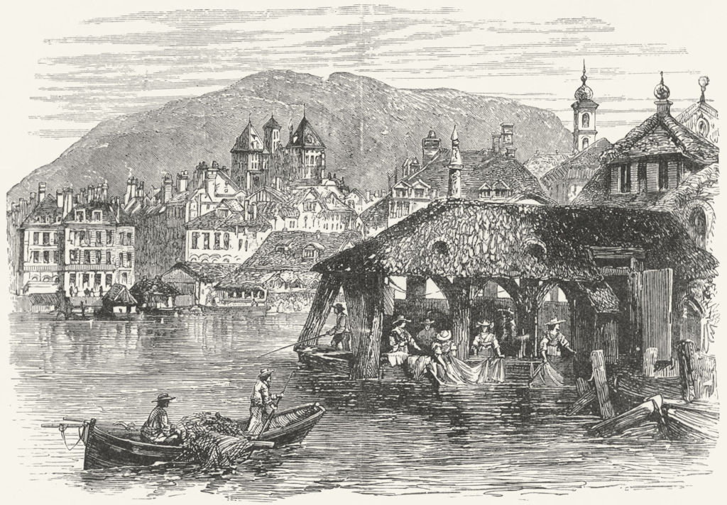 SWITZERLAND. Geneva & Rhone 1891 old antique vintage print picture