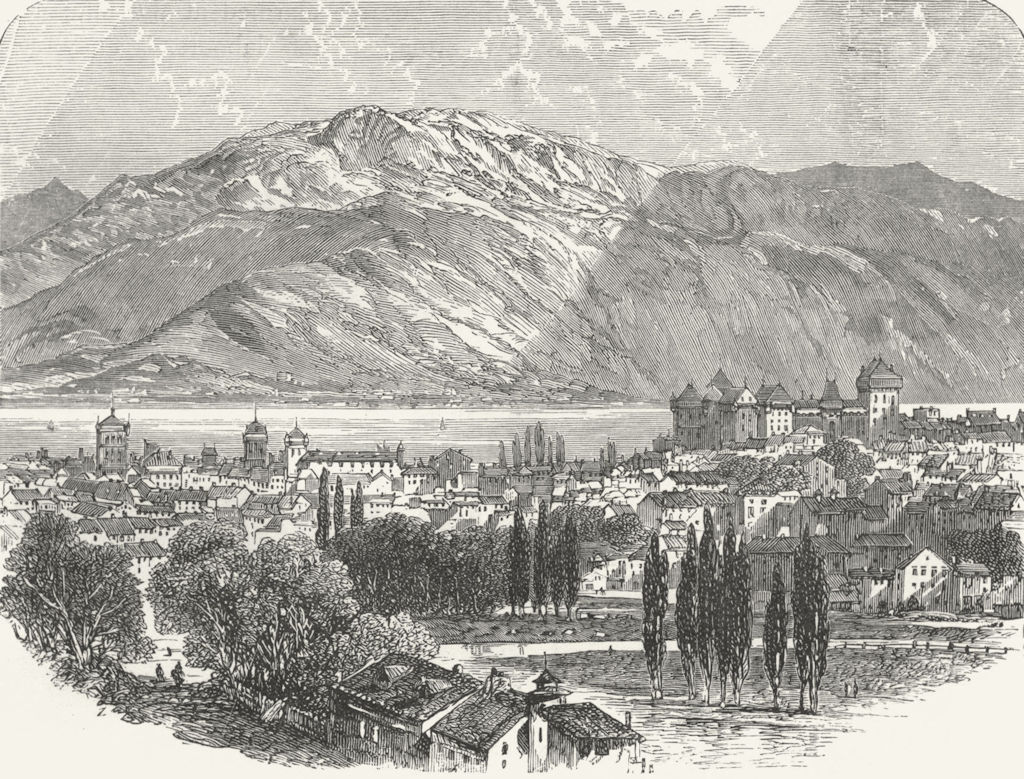 HAUTE-SAVOIE. Annecy, Savoy 1891 old antique vintage print picture