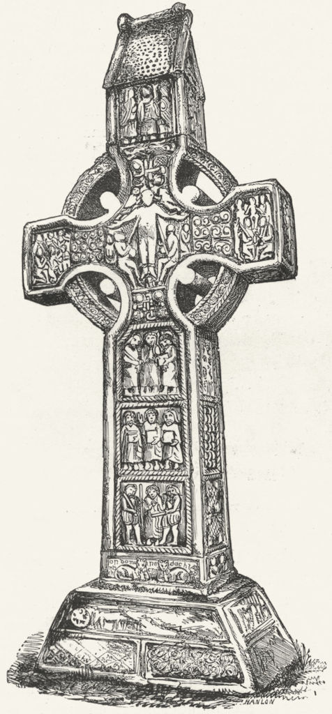 IRELAND. Cross of Muiredach, Monasterboice 1888 old antique print picture