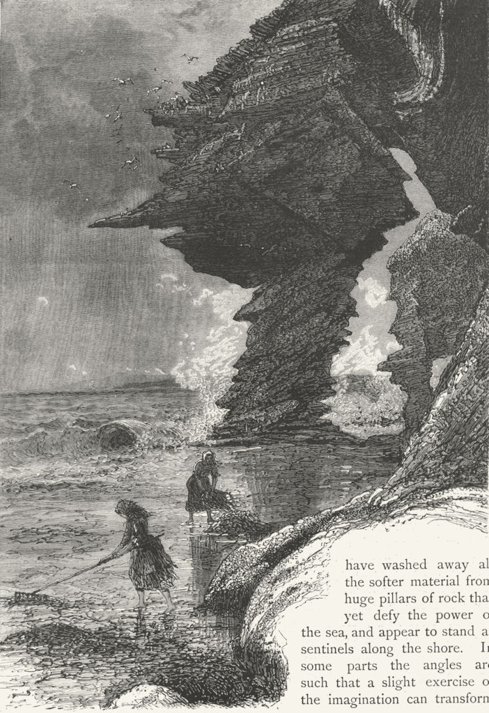 IRELAND. Cliffs Kilkee 1888 old antique vintage print picture