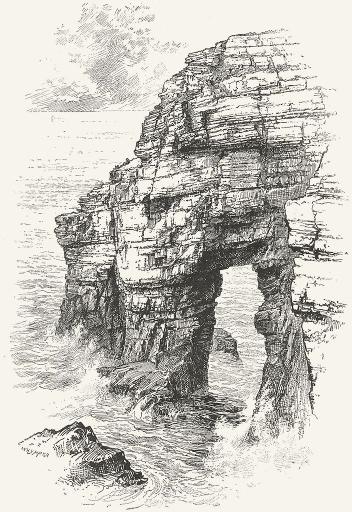 IRELAND. Natural Arch, Horn Head 1888 old antique vintage print picture