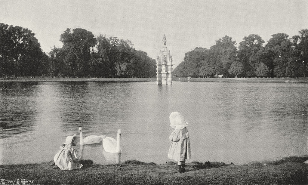 LONDON. Diana Fountain, Bushy Park 1897 old antique vintage print picture