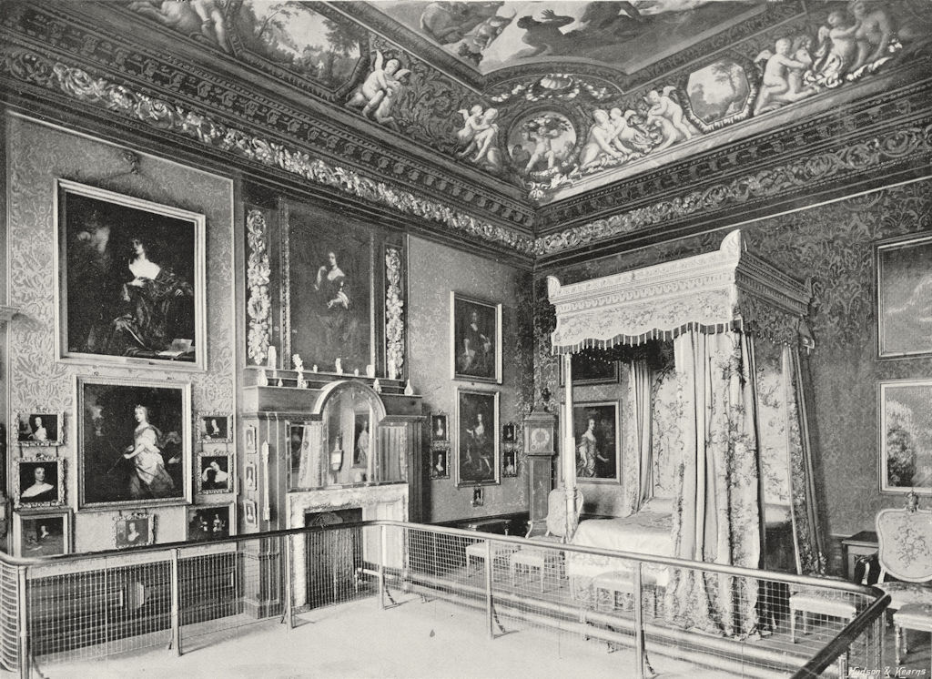 HAMPTON Ct. King William Third's State Bedroom 1897 old antique print picture