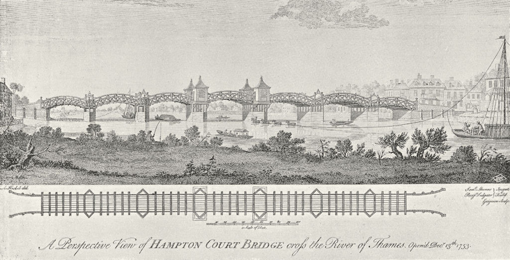 Associate Product HAMPTON COURT BRIDGE. Thames Opened 1753 1897 old antique print picture