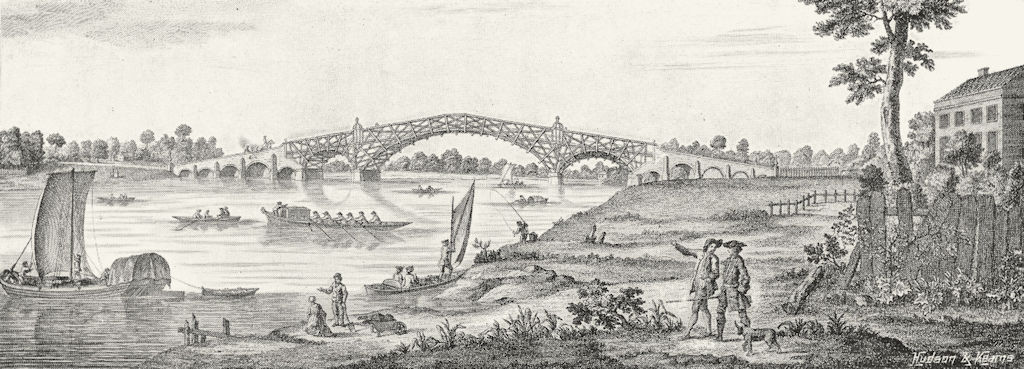 LONDON. Walton bridge, 1794 1897 old antique vintage print picture