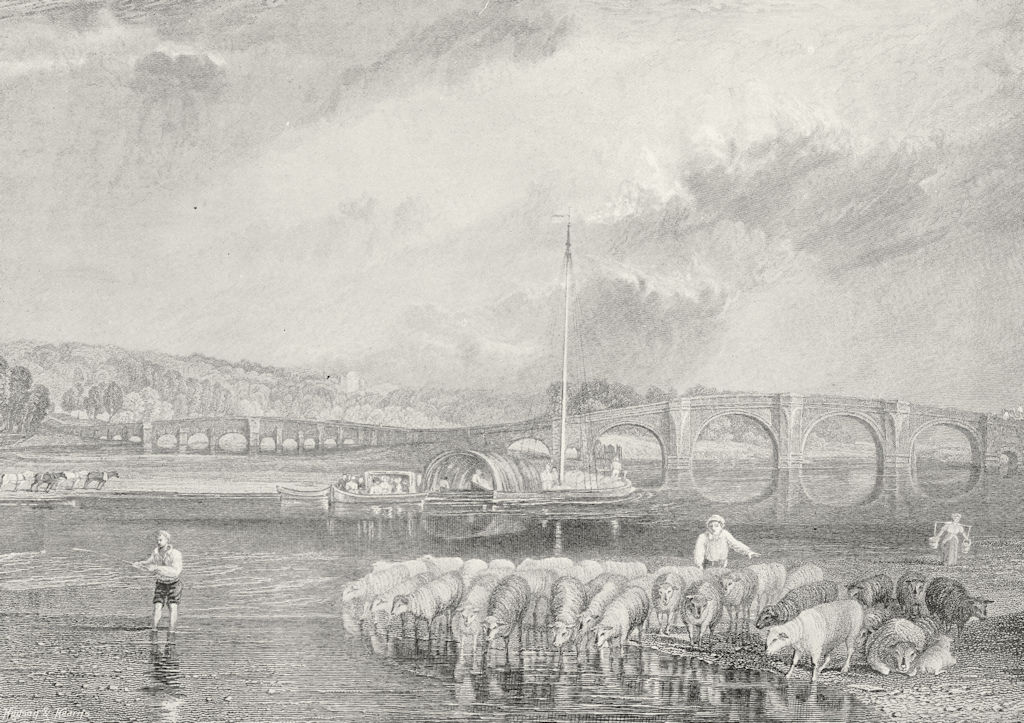 LONDON. Walton bridge sheep fishing 1897 old antique vintage print picture