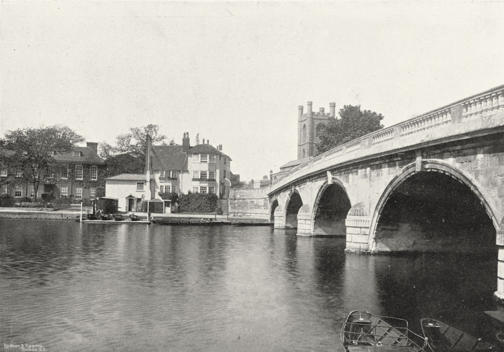 OXON. Henley bridge & Angel 1897 old antique vintage print picture