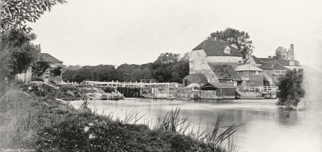 Associate Product OXON. Shiplake Lock & Mills from below 1897 old antique vintage print picture