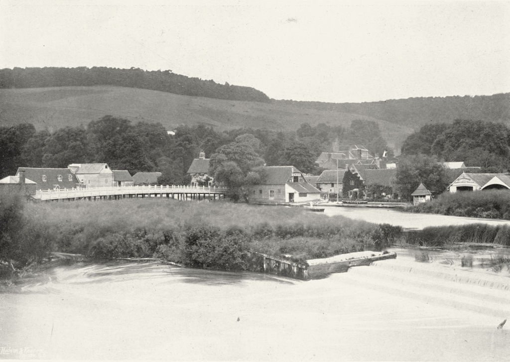 BERKS. Streatley, from Goring Weir 1897 old antique vintage print picture